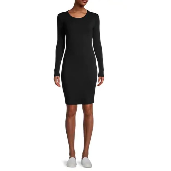James Perse Thermal Ribbed Crewneck Long Sleeve Dress - Picture 1 of 7